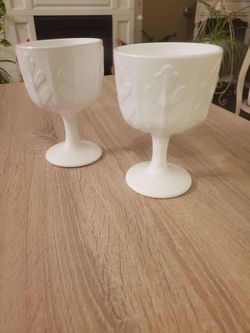 Milk Glass Oak Leaf Compote Vintage
