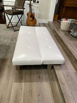 White Faux Leather Folding Futon / Floor Sofa – Converts to Bed