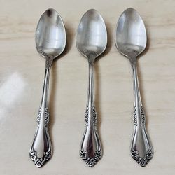 3pc ONEIDA Mansfield-Frosted Stainless Teaspoon 6” Flatware Replacement