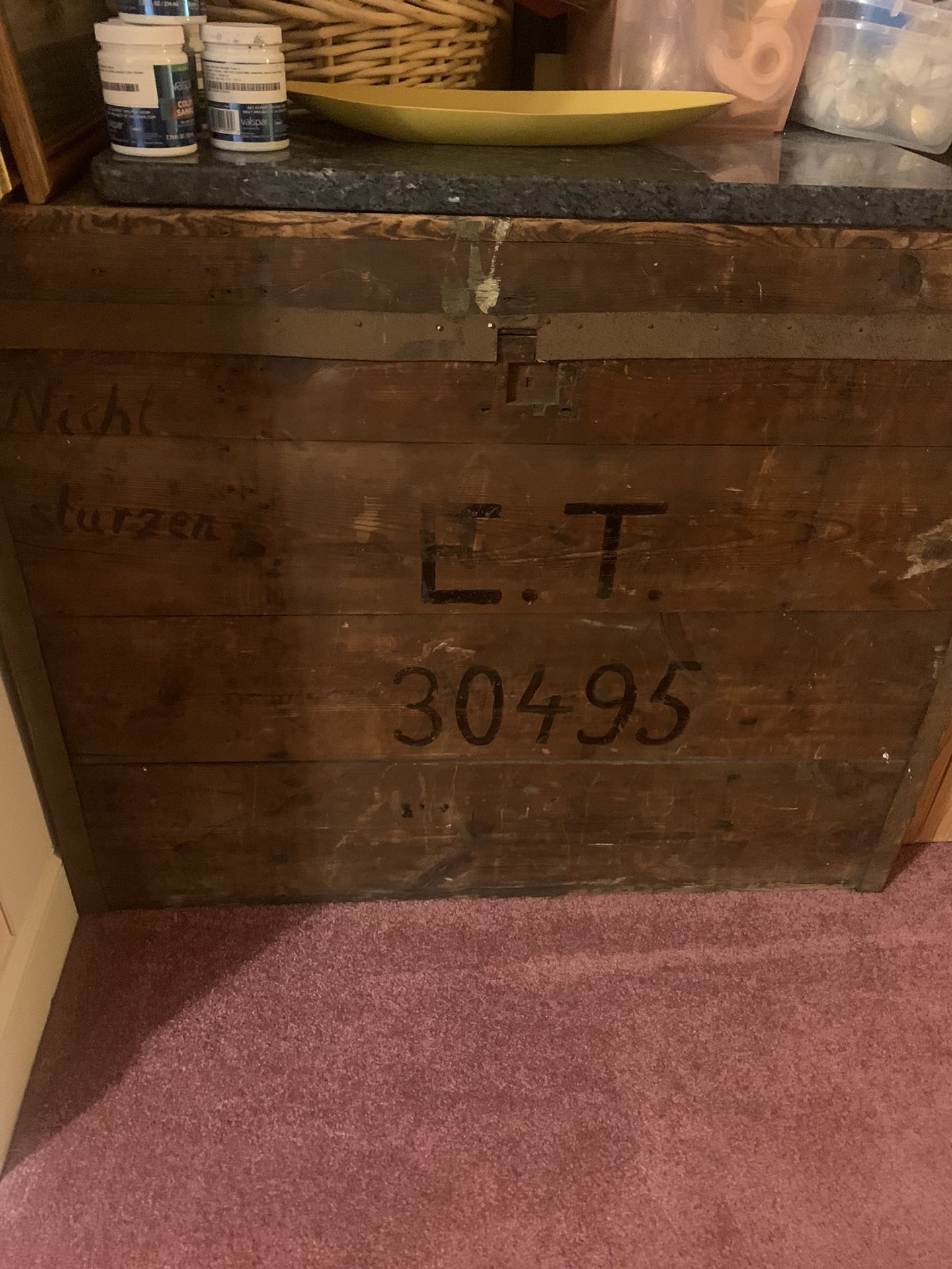 Rare Antique Steamer Trunk 35x31x24 Very cool storage