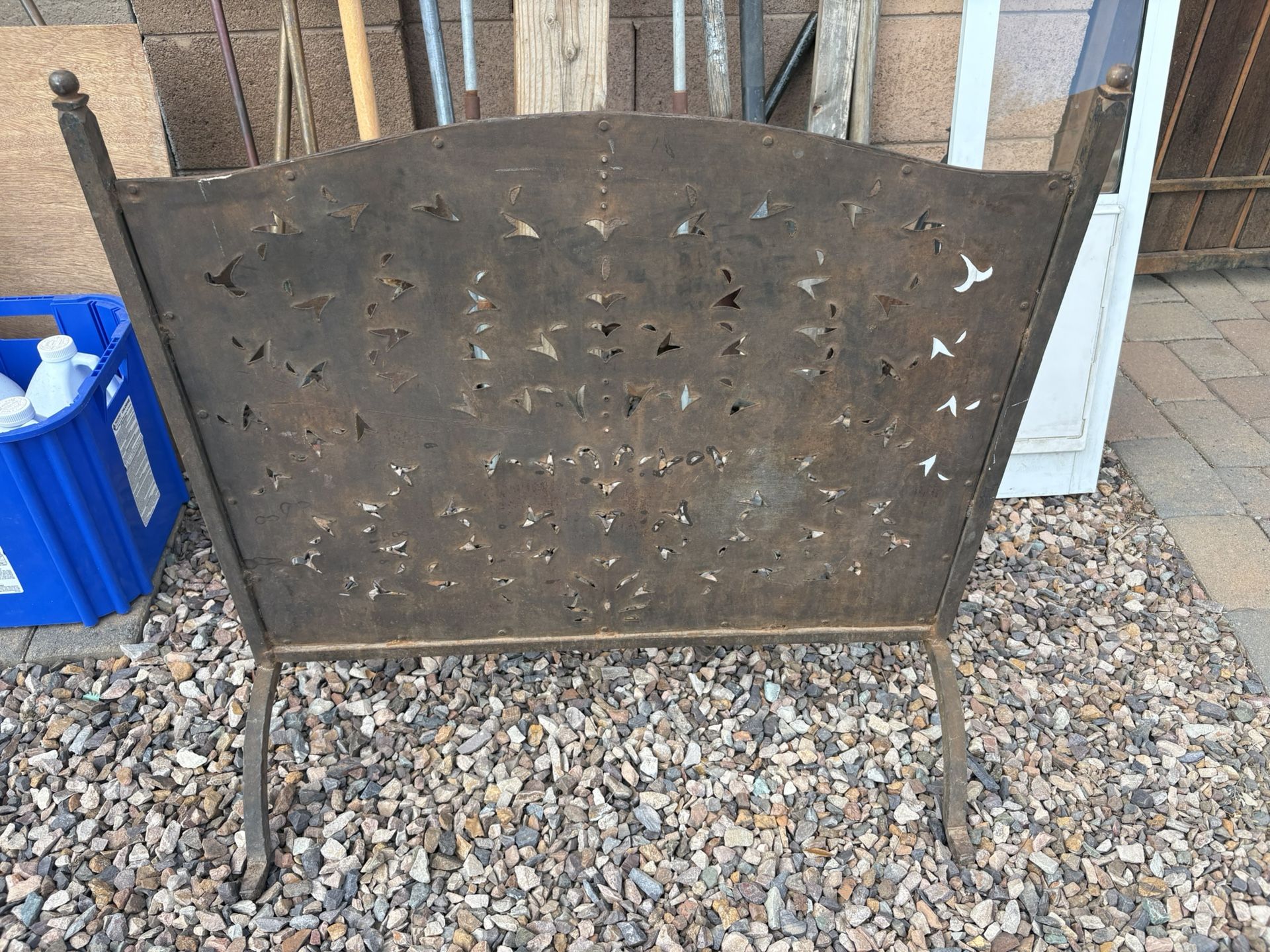 Vintage Wrought Iron Fireplace Screen 30” Tall And 32” Wide 