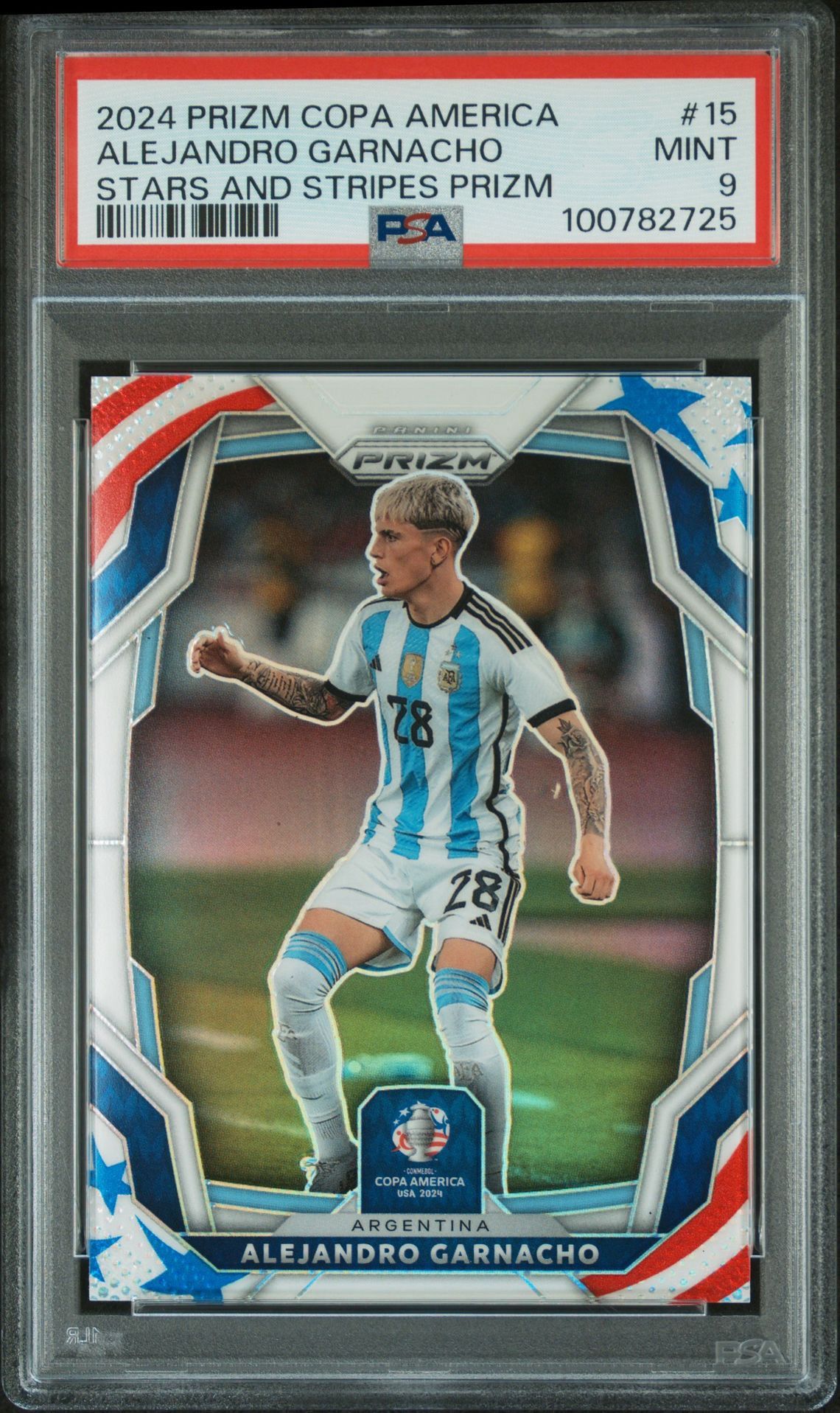 2024 Prizm Copa America Alejandro Garnacho Stars and Stripes #15 PSA 9 Argentina