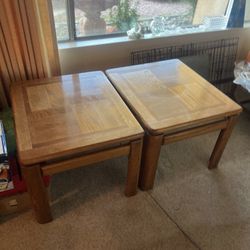 Two Matching Oak End Tables