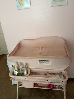 Pink Baby Changing Table with Storage