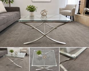 Modern Glass and Brushed Steel Coffee Table -