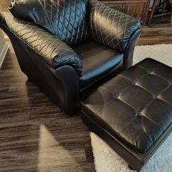 Leather Chair With Ottoman 