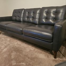 81" Black Leather Sofa (less than 2 years)