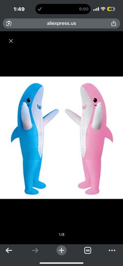 2 Inflatable Shark Costumes ( 1 Pink Shark And 1 Blue Shark)