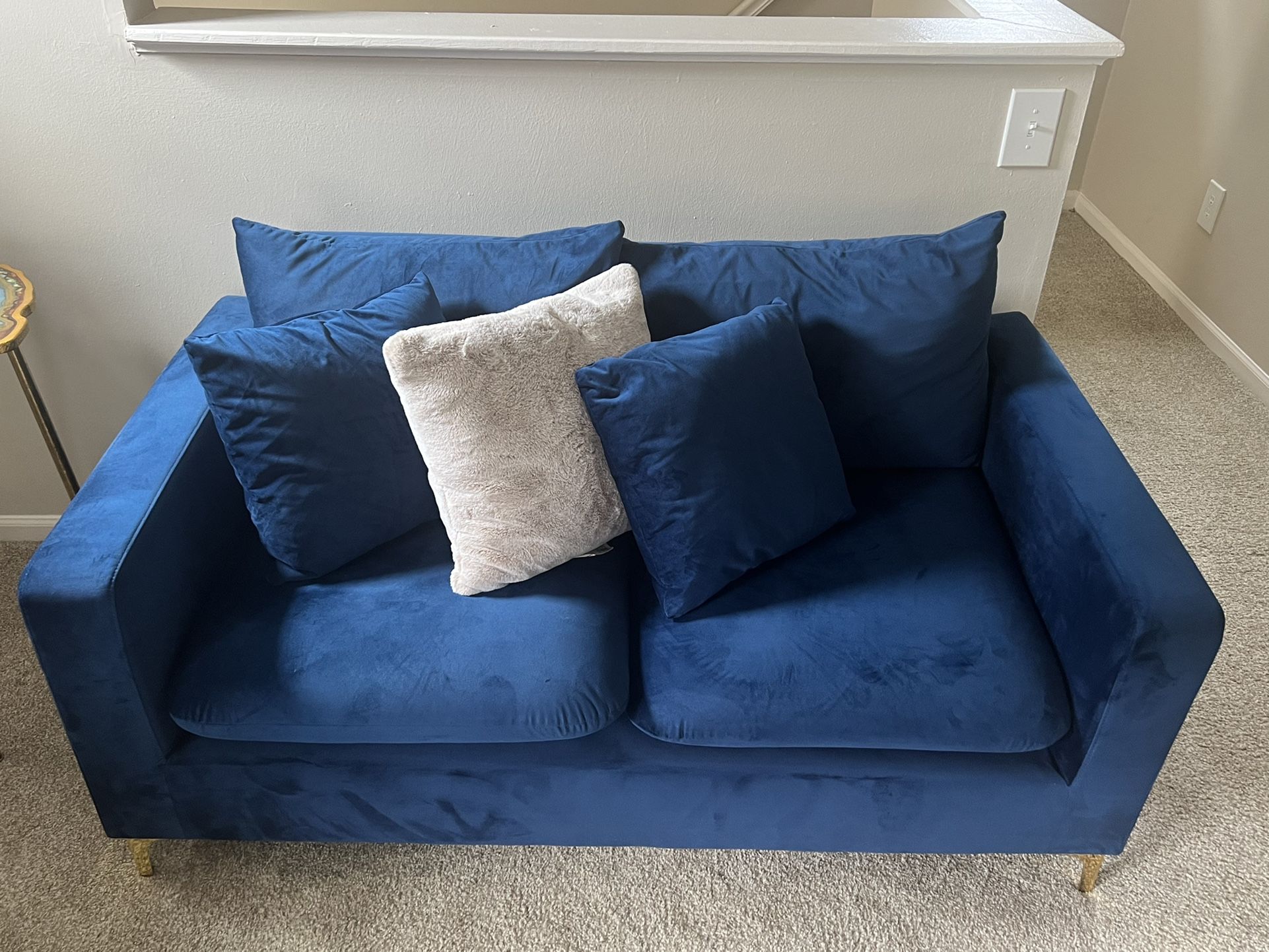 Blue Velvet Couch Set Best Offer