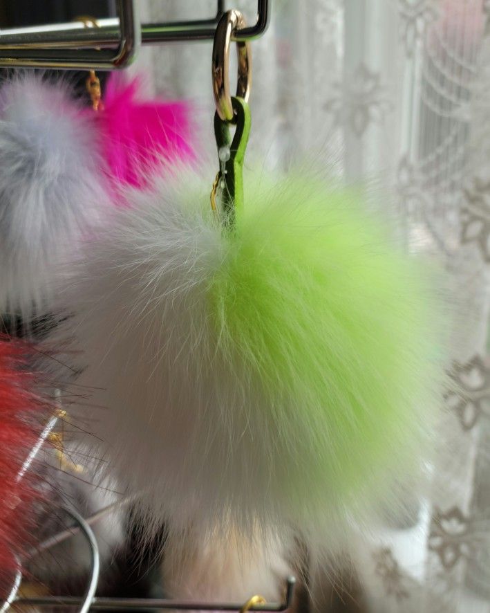 6" Dual Color Pom Pom Keychain Lot D