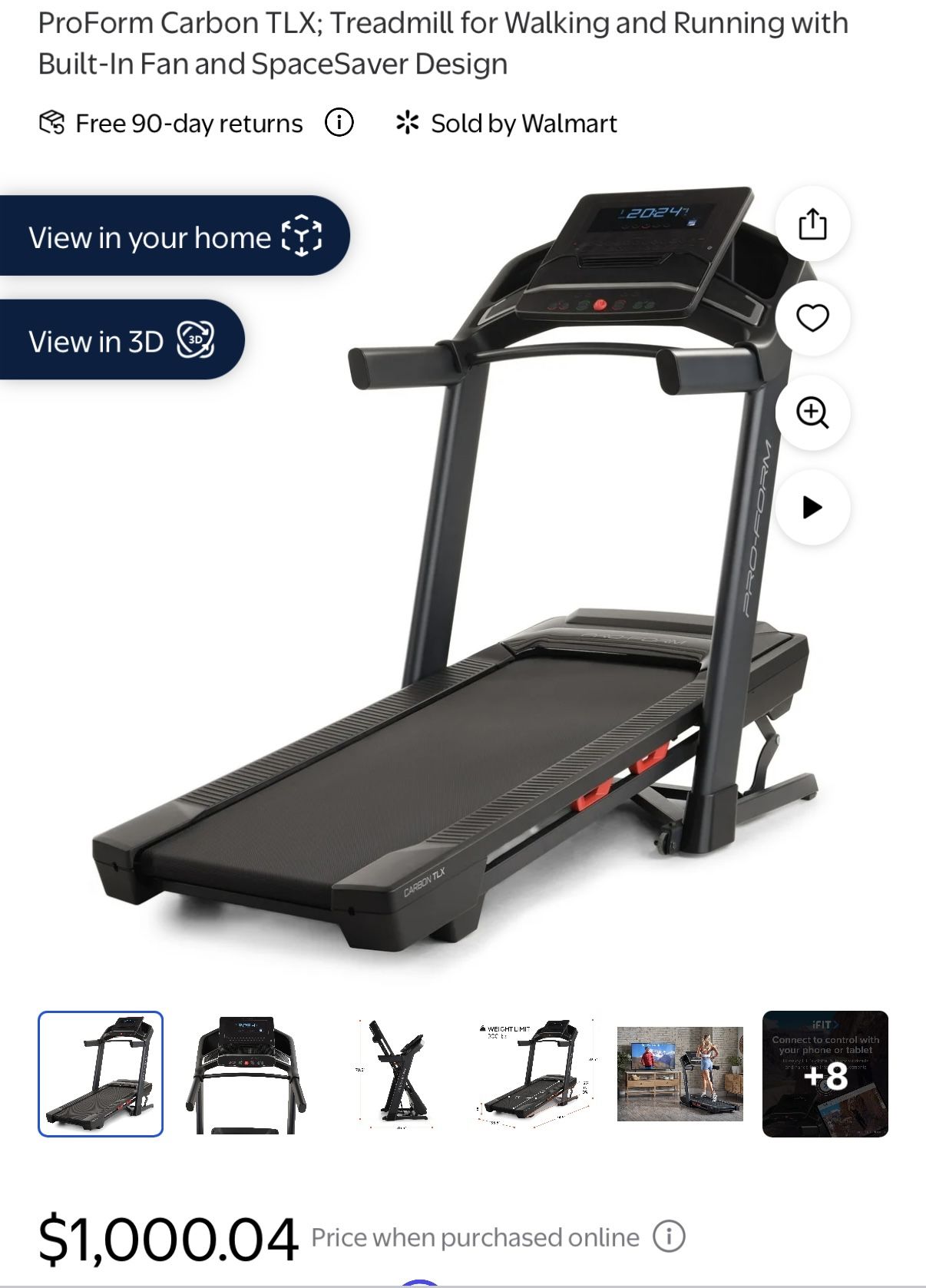Proform Carbon TLX Treadmill - NEW
