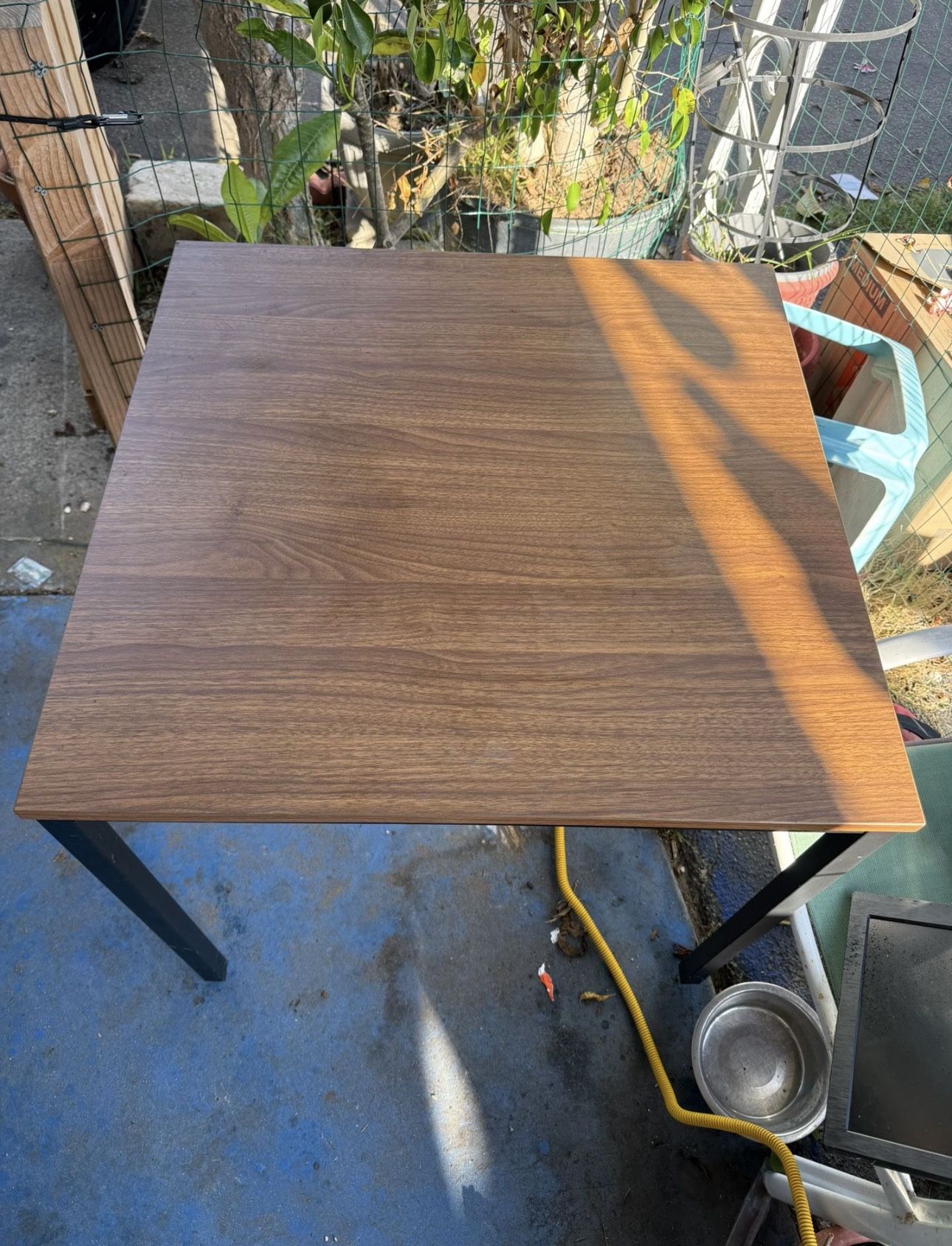 Brown Wooden Tables With Black Metal Legs
