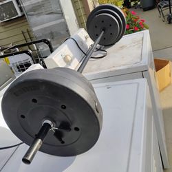 Barra Con 100 Libras En Pesas 