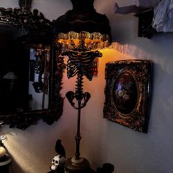 Gothic Victorian Style Skeleton Lamp With Vintage shade