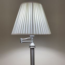 STAINLESS STEEL TABLE LAMP w/PLEATED SHADE (23.5" H x 6" Base) - firm price 