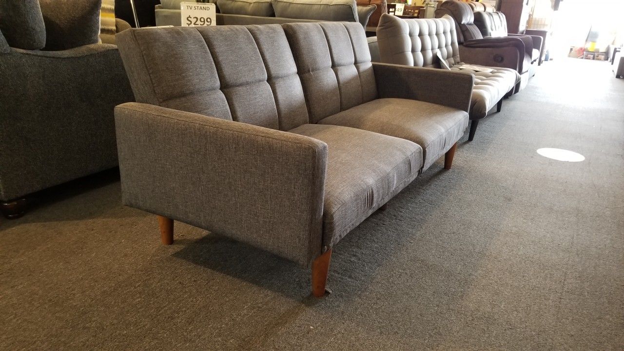 Brand New 76" x 44" Gray Fabric Split Fold Sofa Futon