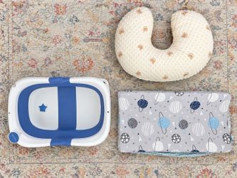 Baby Bath Tub, Nursing Pillow & Changing Pad Set