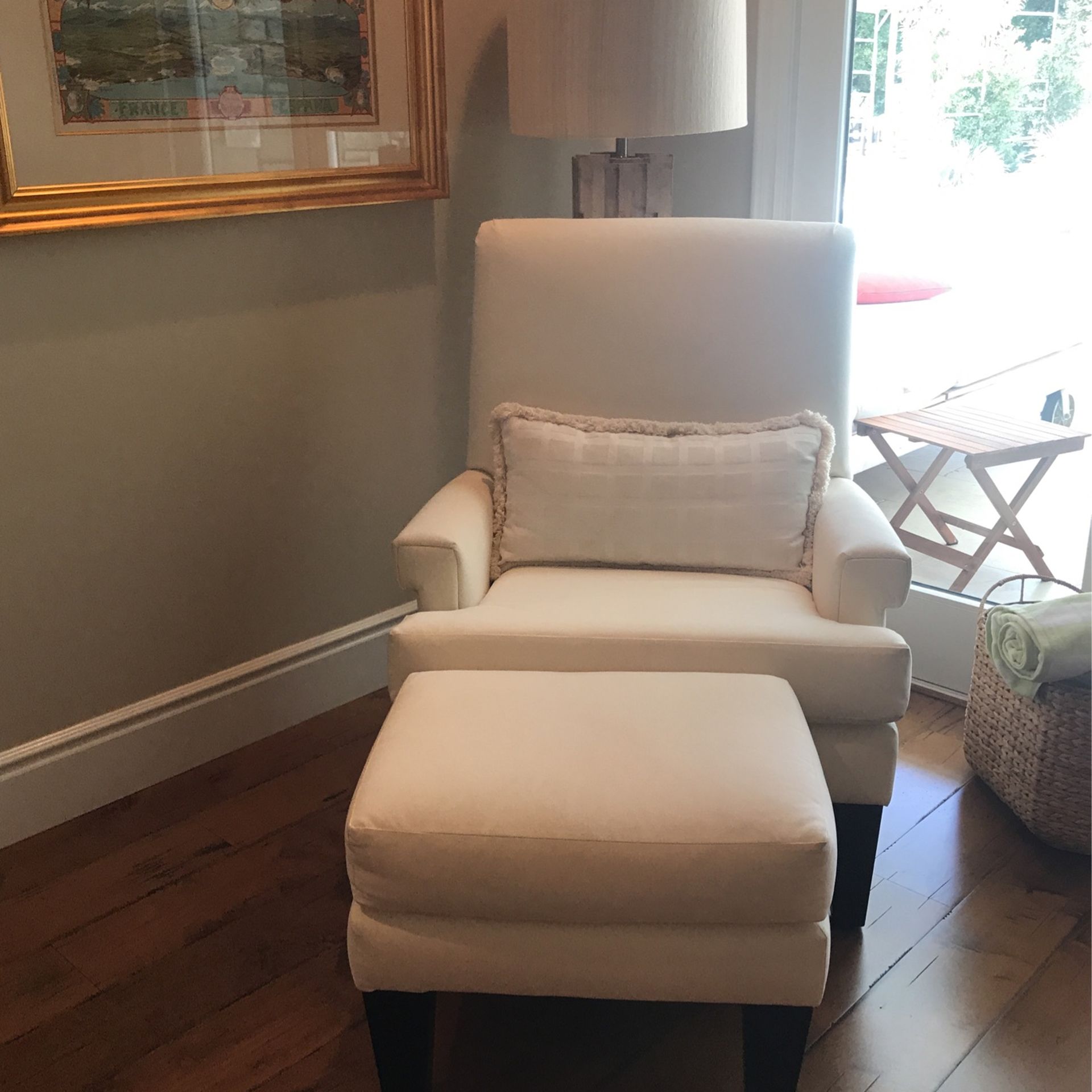 Two Armchairs With Ottomans