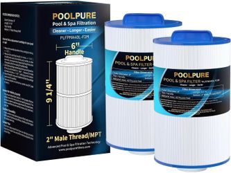 POOLPURE Replacement Spa Filter for PMA40L-F2M, Master Spas Twilight X268365, X268543, Unicel 6CH-402, 2" Male Thread/MPT Hot Tub Filter (2)