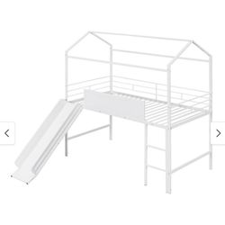 Twin loft bed with slide