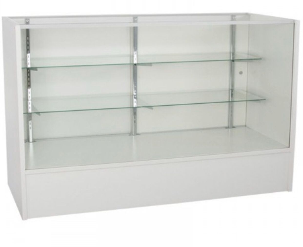 Glass counter display shelf . New have to assemble Som small damage scratches chops . That’s why price firm pick up only $100