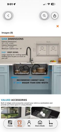 Fulorni 33 in. Undermount Matte Black Granite Composite Kitchen Sink,50/50 Double Bowl Quartz Workstation Basin with Accessories