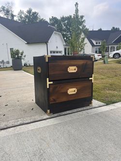 Vintage Campaign Style Nightstand / End Table ~ Refinished