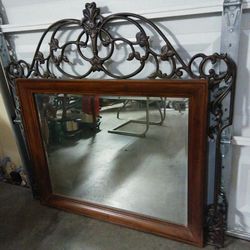 Beautiful solid iron/wood mirror