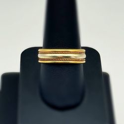 10k solid two tone twist hand made wedding band sz10.25