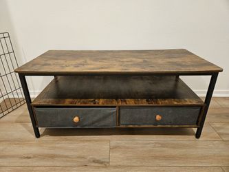 Industrial Coffee Table with Storage Drawers