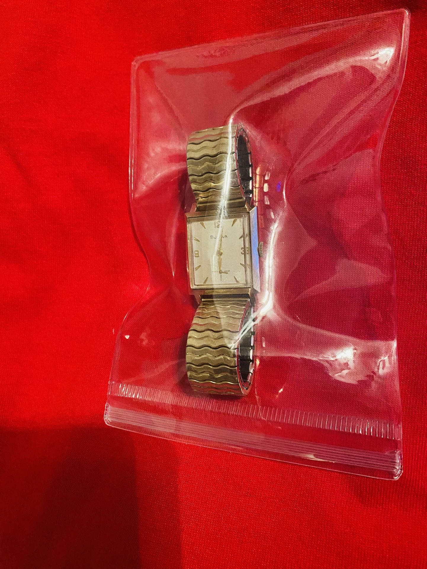 1961 Vintage Bulova Watch 10K Rolled Gold Plate Tank 21 JEWEL