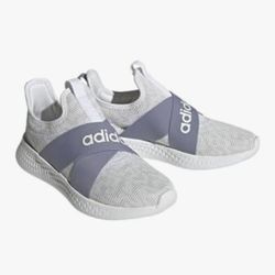 adidas womens PUREMOTION ADAPT Wite/Silver/Purplr H03753 RUNNING SHOES, 10.5