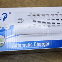 8-bay battery charger designed for AA and AAA rechargeable batteries