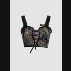 Tie Up Corset Jaquard Top - Small