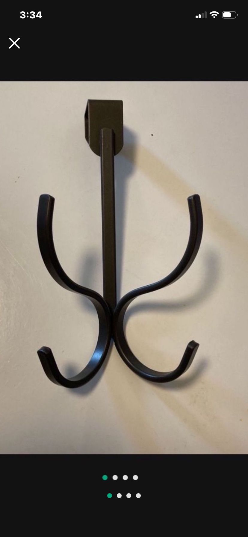 Heavy Duty Dark Metal Over Door Double Hook
