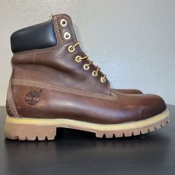 Mens Timberland 6 inch Dark Espresso Brown Leather Boots Size 10.5
