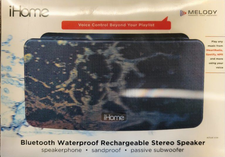 iHome iBT39 Portable Waterproof Stereo Bluetooth Speaker with Passive Subwoofer and Speakerphone


