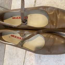 PRADA mary jane flats ballot logo shoes strappy wedge y2k Triangle Ballerina