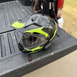 Excellent condition Scorpion EXO modular adventure helmet with Bluetooth music attached - large