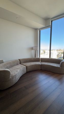 Brown Curved Sectional Sofa