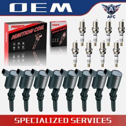 8 New Ford Ignition Coils And 8 Spark Plugs New