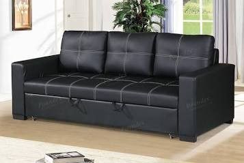 Brand new black leather sofa pullout