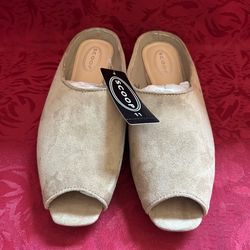 Scoop Women's Faux Leather Peep Toe Mules - Size 11