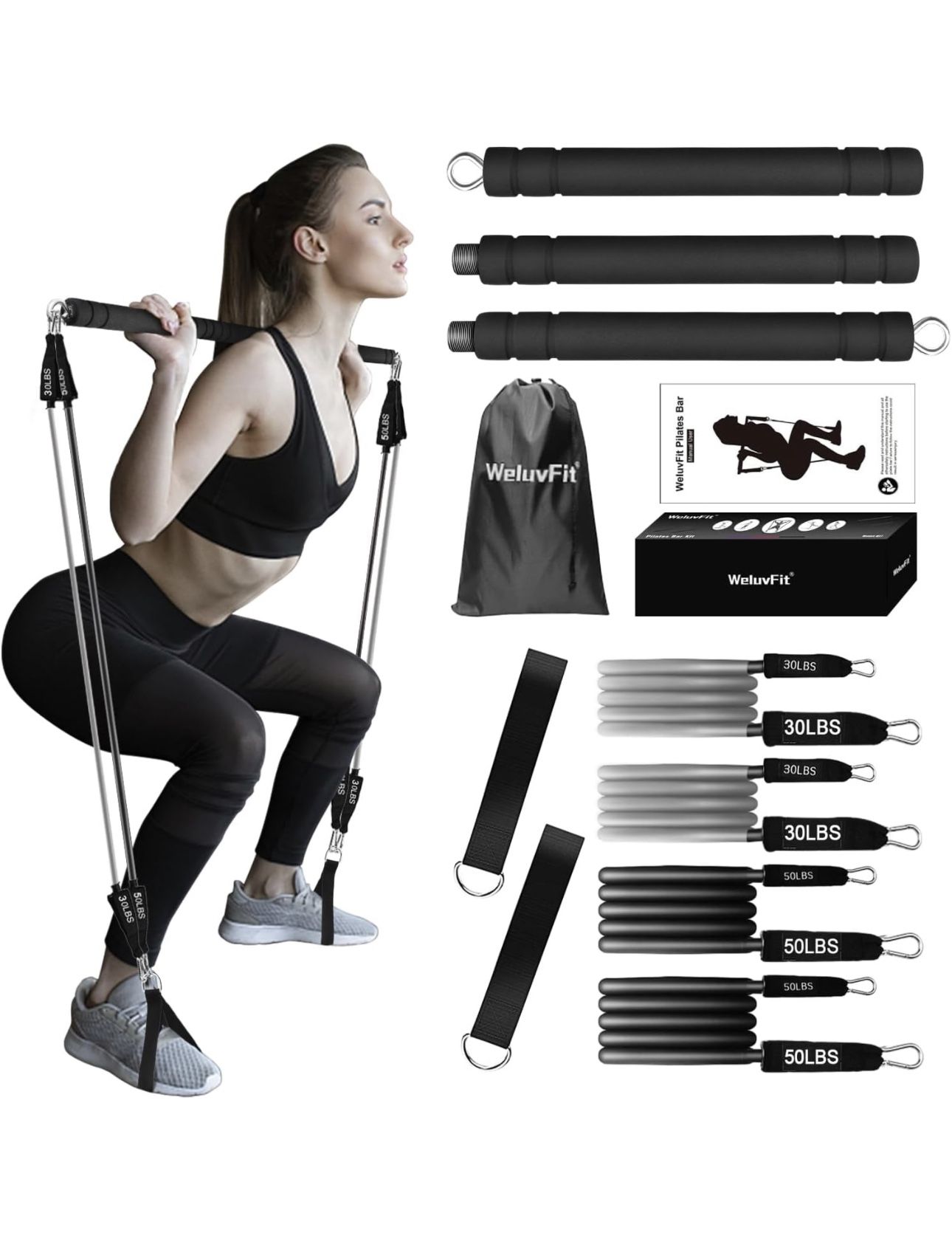 Pilates Bar Kit with Resistance Bands