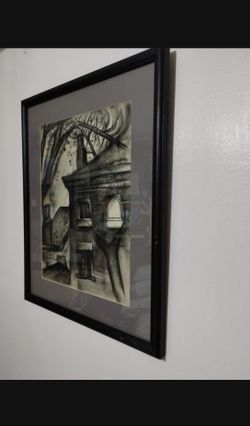 ORVILLE CARROLL  ARTWORK LITHOGRAPH CRAYON ON TISSUE - BUILDING FACADE 23"×18"