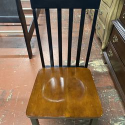 Set of 6 Black & Brown Wooden Dining Table Chairs $7 each or $35 for Set