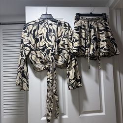 Boho Miami crop top and shorts set