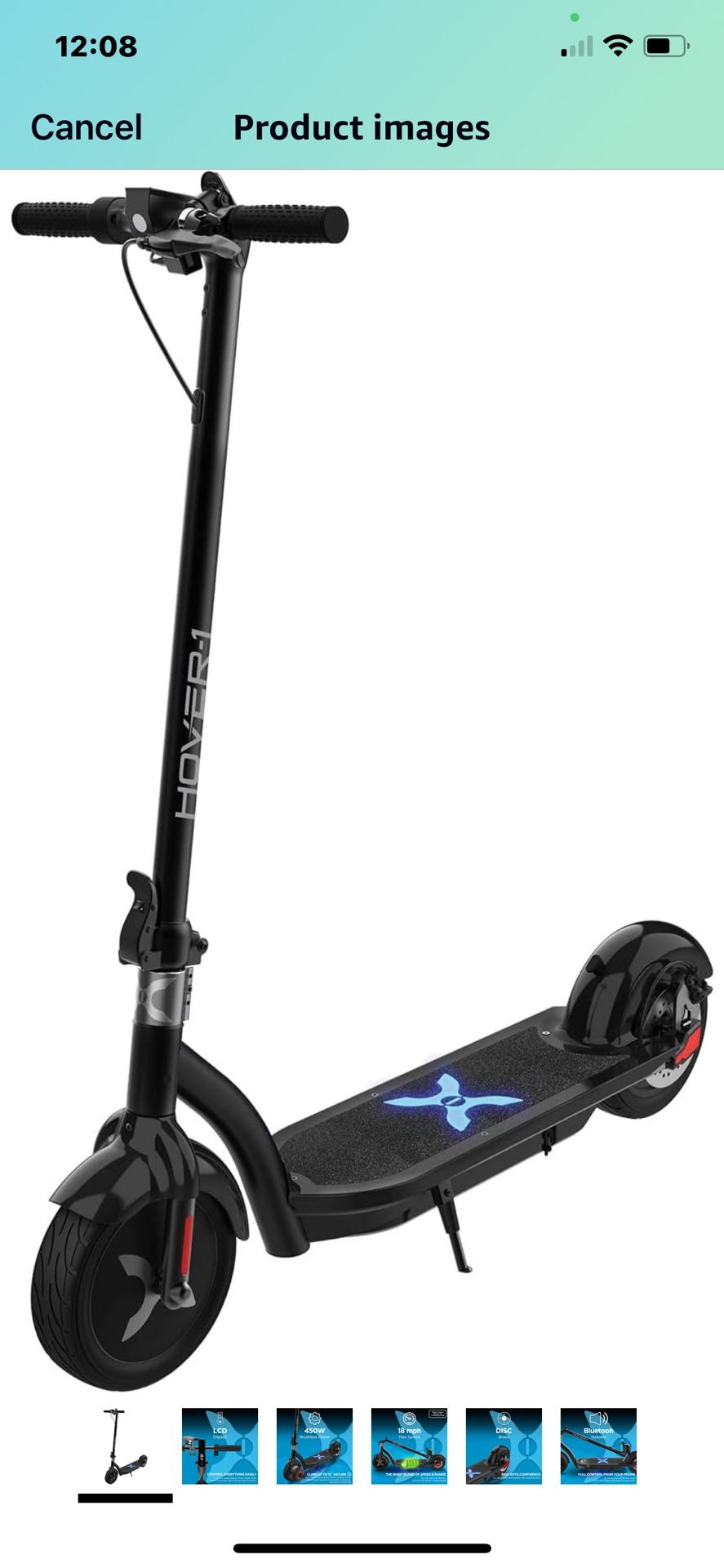 Hover Alpha Pro Electric Kick Scooter 18MPH, 18 Mile Range, 5HR