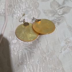 Yellow circle dangling earings