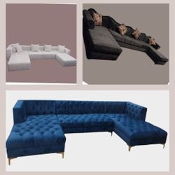 BRAND NEW 6x13x6ft And 11x11ft SECTIONAL CHAISE SOFA,  Velvet Navy FABRIC, CUSTOM MADE AVAILABLE 